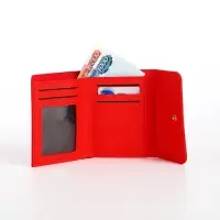 Кошелёк женский на кнопке 11.5&times;0.5&times;9 см, однотонный, алый