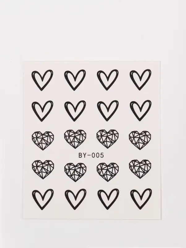 Слайдеры для ногтей «Пустые сердца», чёрные