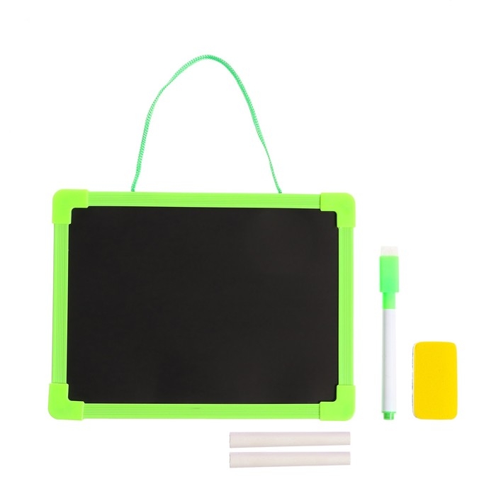 Доска для рисования двухсторонняя картонная, маркер + мел + губка, цвета МИКС Доска для рисования двухсторонняя картонная, маркер + мел + губка, цвета МИКС