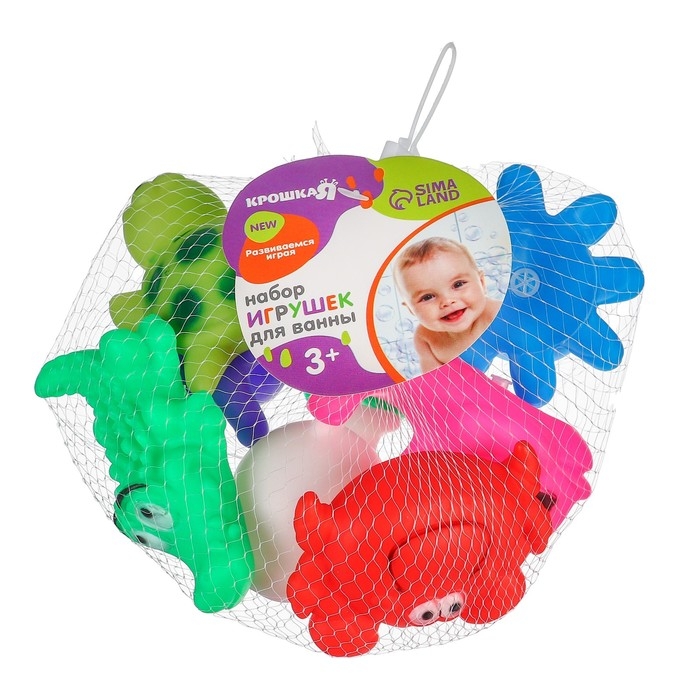 Набор резиновых игрушек для ванны «Морской мир», с пищалкой, 8 шт, Крошка Я Набор резиновых игрушек для ванны «Морской мир», с пищалкой, 8 шт, Крошка Я