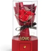 Шкатулка декоративная &laquo;Роза Love&raquo;, с подсветкой, 3хААА,, LN1445, 10&times;10&times;20.5 см, красный