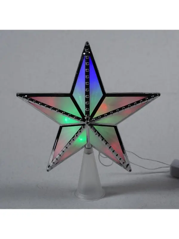 Светодиодная верхушка на ёлку &laquo;Звезда серебристая&raquo;, 16 см, 10 LED, 220 В, свечение мульти