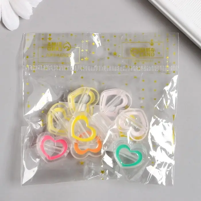 Бусина для рукоделия и плетения «Арт Узор. Сердечко с цветной обводкой», акрил, 2×2.2×2.2 см, МИКС