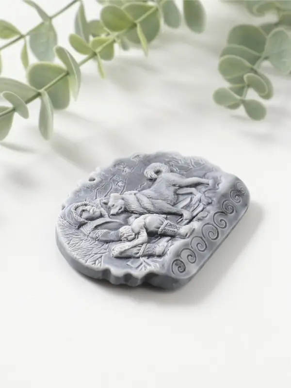 Магнит "С хаски на санях" (барельеф), 6,5см