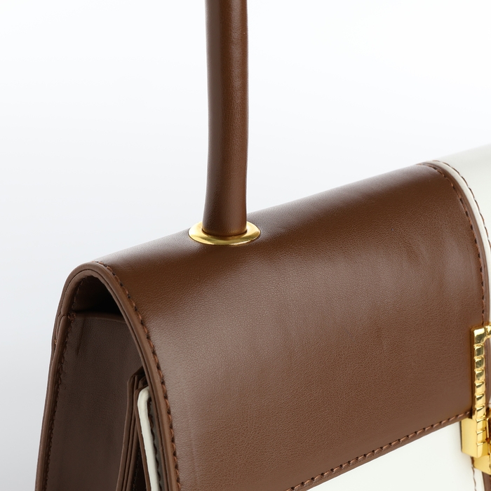 Сумка-мессенджер на клапане, цвет белый/коричневый Сумка-мессенджер на клапане, цвет белый/коричневый