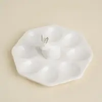 Подставка для яиц SL Home &laquo;Пасхальные кролики&raquo;, 19&times;9 см, 8 ячеек, доломит, белая