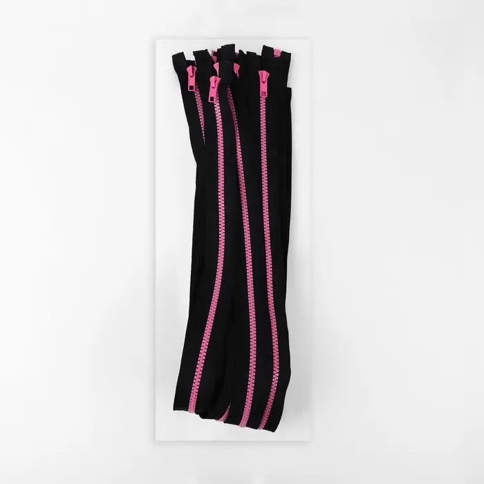 Молния «Трактор», №5, разъёмная, замок автомат, 80 см, чёрная, розовая Молния «Трактор», №5, разъёмная, замок автомат, 80 см, чёрная, розовая