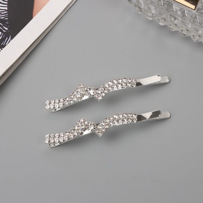 Невидимка для волос «Беат» (набор 2 шт) волна уголок, 6 см, серебро Невидимка для волос «Беат» (набор 2 шт) волна уголок, 6 см, серебро