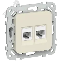 FLITE Розетка 2-местная компьютерная RJ45 категория 5Е UTP РК5е-2-0-ФлСл сливочный IEK