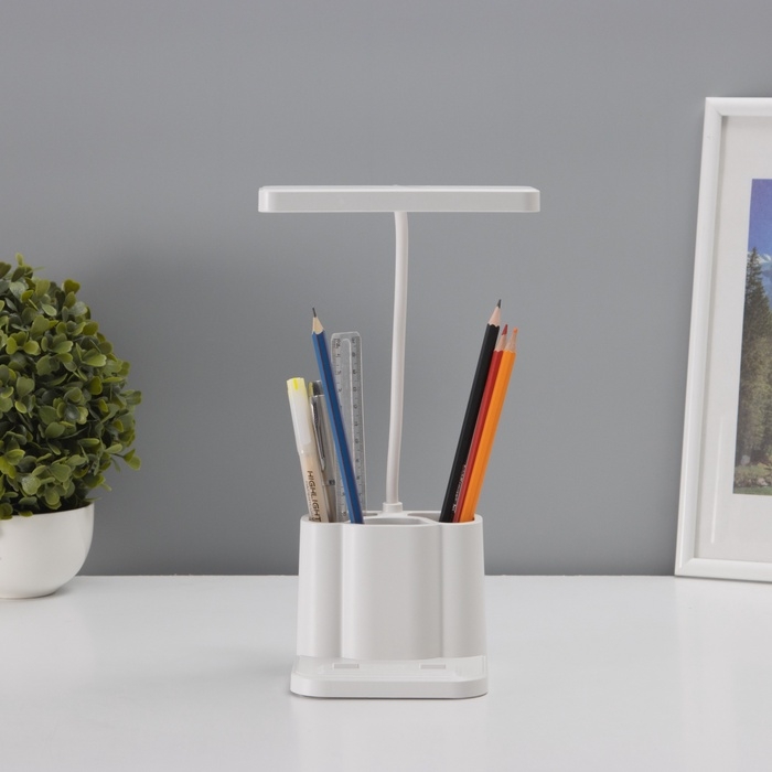 Светильник настольный с подставкой под телефон и ручки, 3 отсека, 5Вт LED USB 2700-6500К