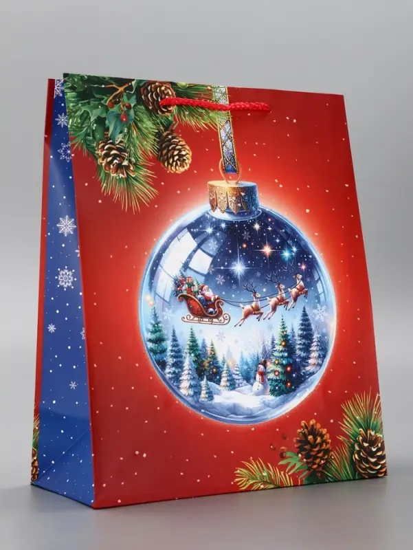 Пакет подарочный новогодний ламинированный, «Шар» , 26×12×32 см Пакет подарочный новогодний ламинированный, «Шар» , 26×12×32 см