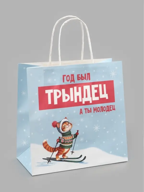 Пакет подарочный крафтовый &laquo;Пожелания&raquo;, 22&times;22&times;11 см