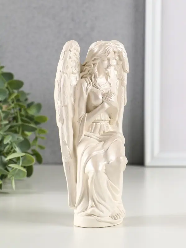 Фигура гипс Фигура гипс "Ангел Равена" 16х9 см, перламутр