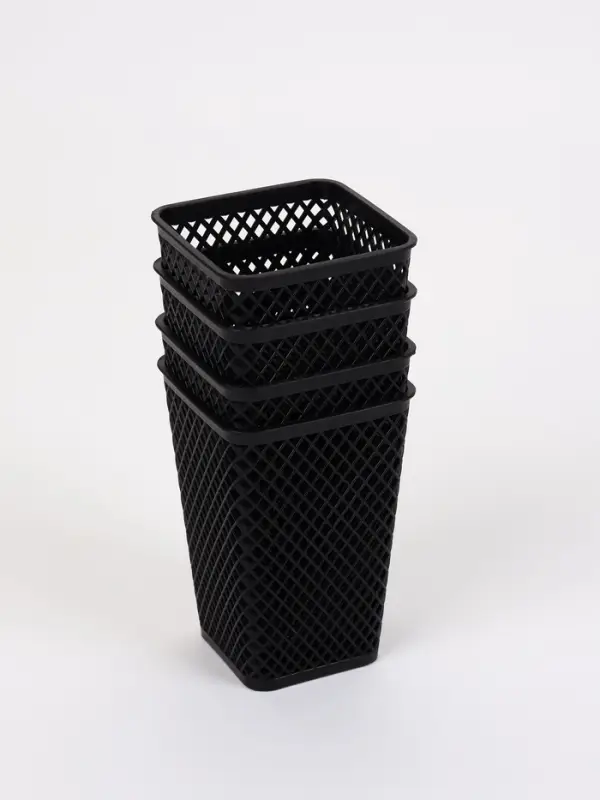 Корзины для хранения &laquo;Аура&raquo;, набор 4 шт.: 7.5&times;7.5&times;18 см, чёрные