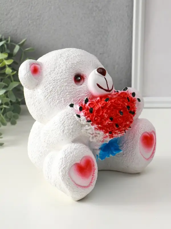 Копилка для денег &laquo;Мишка с букетом&raquo;, гипс, 19&times;20 см