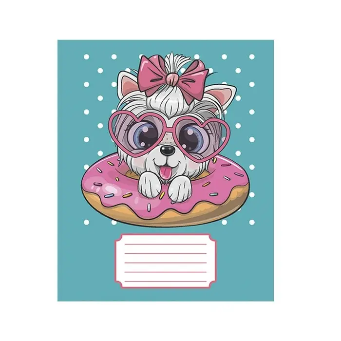 Тетрадь 12 листов в узкую линию Calligrata "Милашки с бантиком", обложка мелованная бумага, ВД-лак, блок офсет, белизна 95%, МИКС