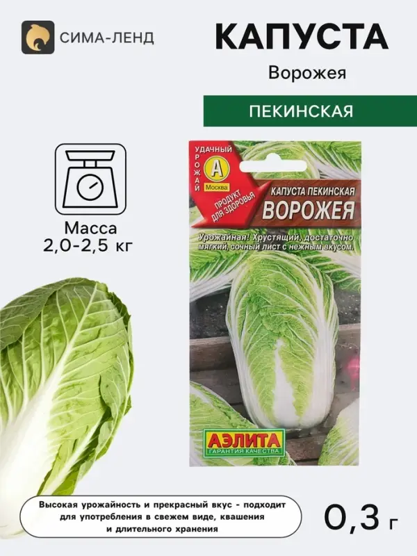 Семена Капуста пекинская &laquo;Ворожея&raquo;, 0.3 г, &laquo;Аэлита&raquo;