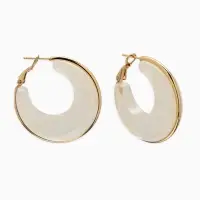 Серьги-кольца акрил "Тренд", цвет молочный в золоте