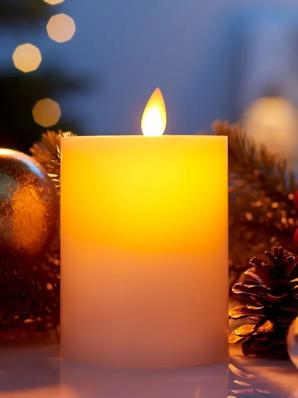 Светодиодная свеча восковая "Белая", 12x7 см, АААx3 (не в компл.), Т/БЕЛЫЙ