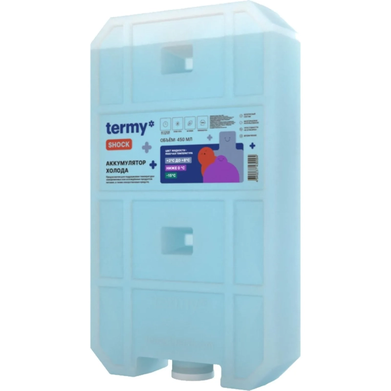 Аккумулятор холода 450мл Водно-Солевой 450мл +2 +8С Голуб ПробкаТермиШок