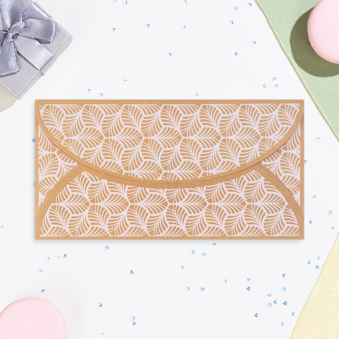 Конверт для денег Конверт для денег "Универсальный" белые узоры, 19 х 10 см