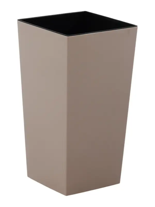 Кашпо со вставкой 25х25х46 см (вставка 11 л) "ЖАСМИН 3" капучино квадрат