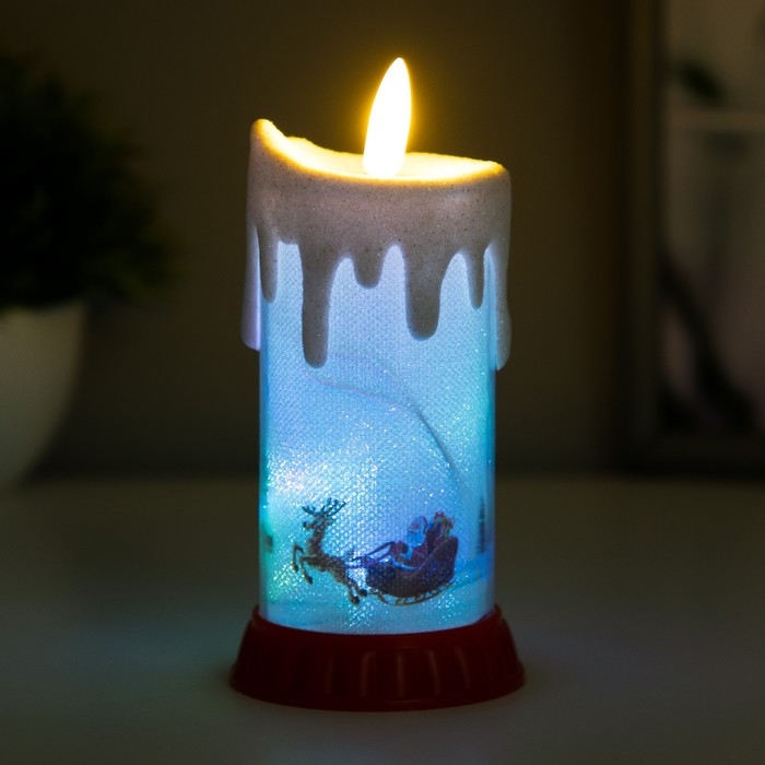 Ночник Ночник " Морозная свеча" LED RGB от батареек LR44 6х6х10 см RISALUX