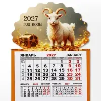Календарь 2027, на магните, моно &laquo;Золотой козел&raquo;