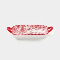 Тарелка с ручками Botanica, 25&times;20&times;4 см, фарфор, белая, красная