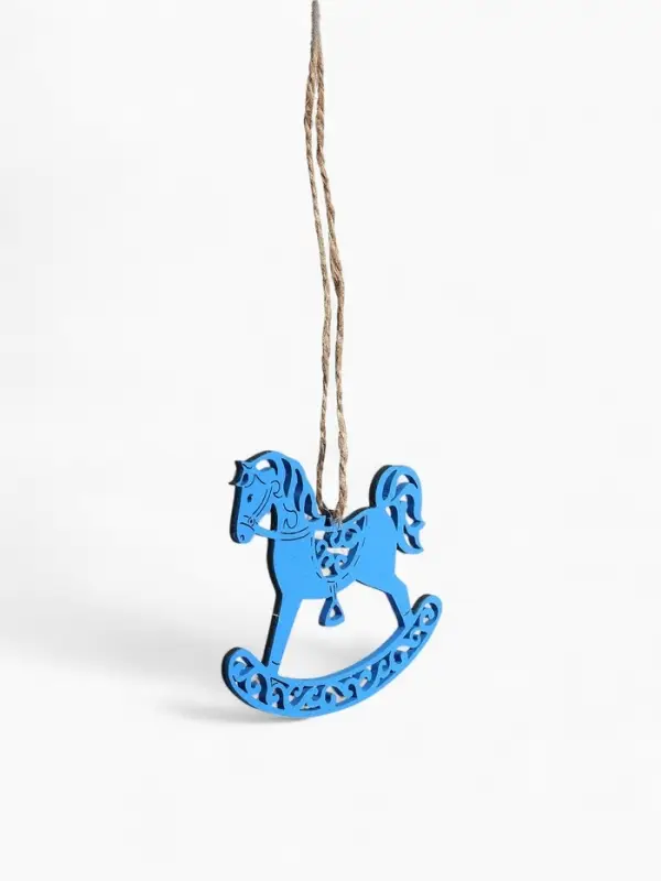 Ёлочное украшение "Лошадка" резная 9х8 см, Синий
