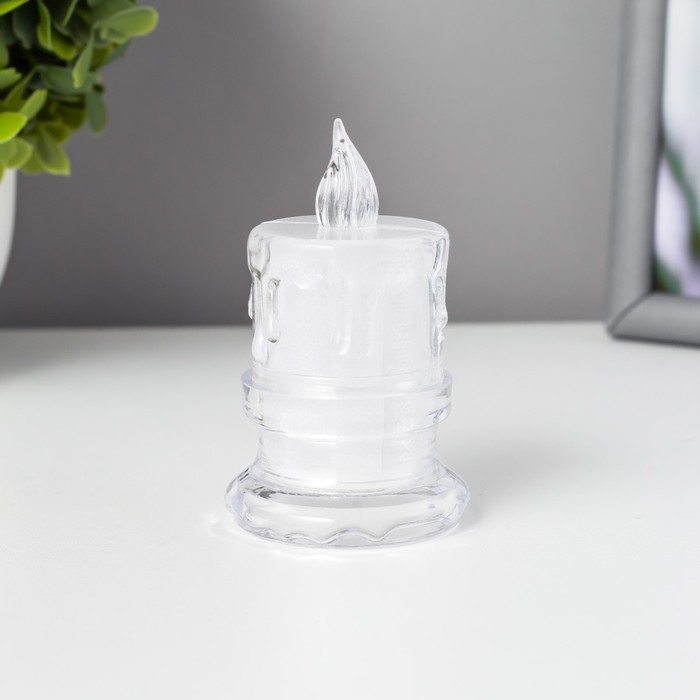 Ночник Ночник "Морозная свеча" LED от батареек 3хAG10 белый 4,5х4,5х8 см