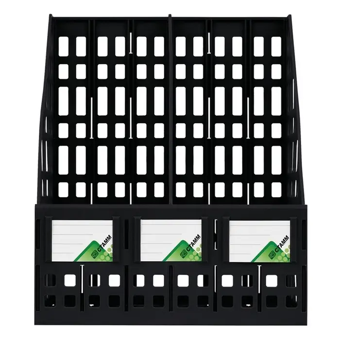 Лоток для бумаг &laquo;Стамм&raquo;, А4, сборный, вертикальный, 2 отделения, чёрный