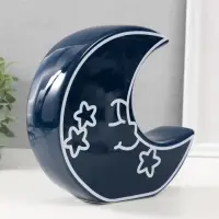 Копилка для денег &laquo;Месяц со звёздами&raquo;, керамика, синий, 20&times;5.5&times;19.8 см