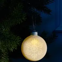 Ёлочный шар &laquo;Снежинка&raquo;, 8.7&times;3.1&times;9.8 см, 1 LED, керамика, от батареек LR44&times;3, свечение тёплое белое