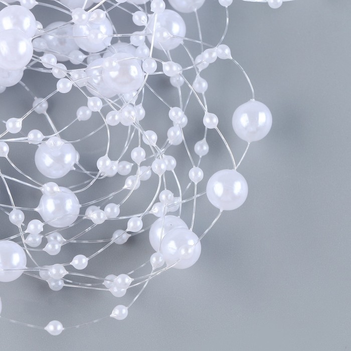 Леска для декора с бусинками, длина — 4,8 м, цвет белый Леска для декора с бусинками, длина — 4,8 м, цвет белый