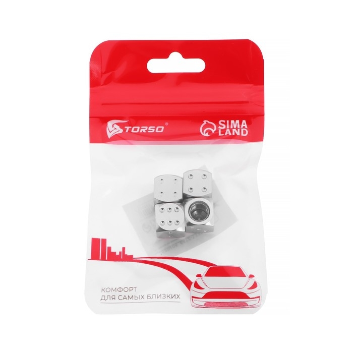 Колпачок на вентиль TORSO кубик, хром, набор 4 шт Колпачок на вентиль TORSO кубик, хром, набор 4 шт