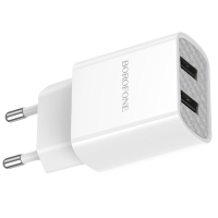 Сетевое зарядное устройство Borofone BA53A, 2xUSB, 2.1 А, белое