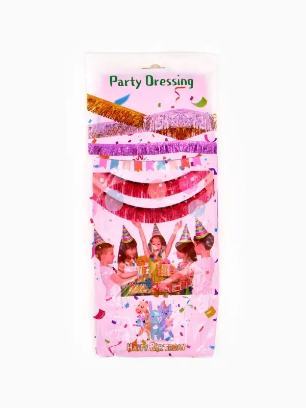 Гирлянда Гирлянда "Дождик" 3 метра с липким краем, цвет фуксия