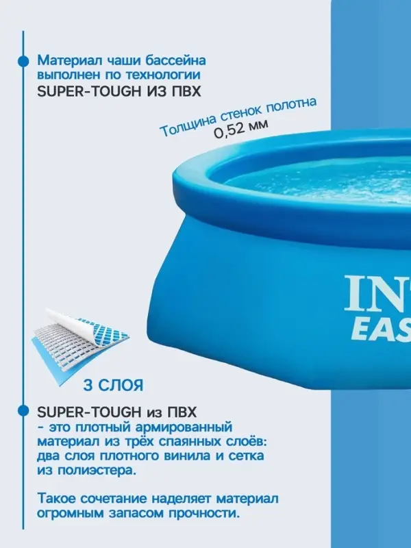 Бассейн надувной Easy Set, 244&times;61 см, круглый, 28106 INTEX