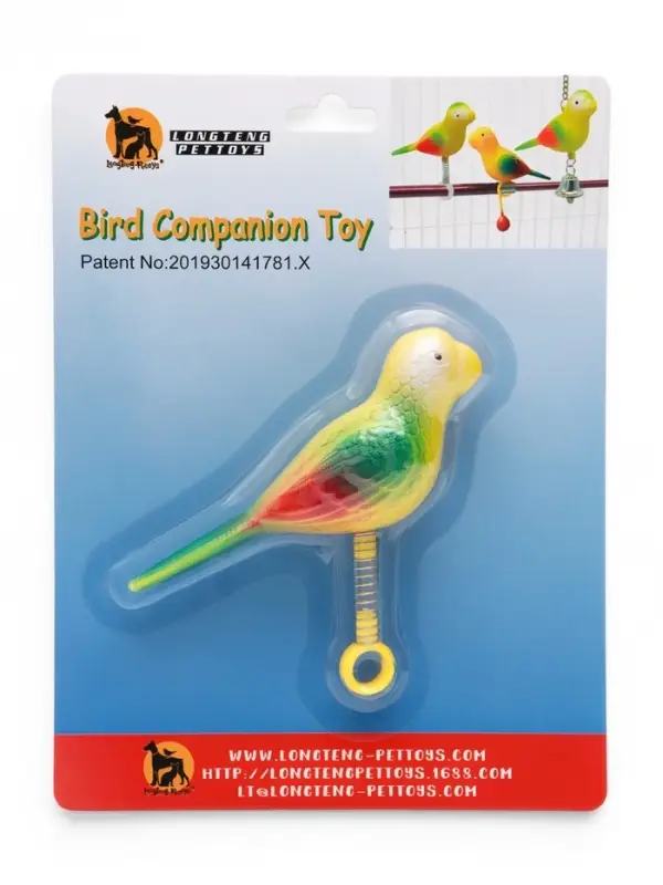Игрушка для птиц &laquo;Птичка&raquo; на пружинке, 11.9&times;3.4&times;12.5 см, пластик, жёлтая