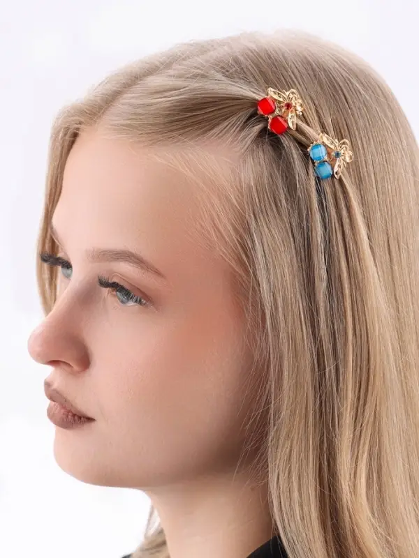 Крабик для волос «Арфея», вишенки, 2.3 см, золото МИКС