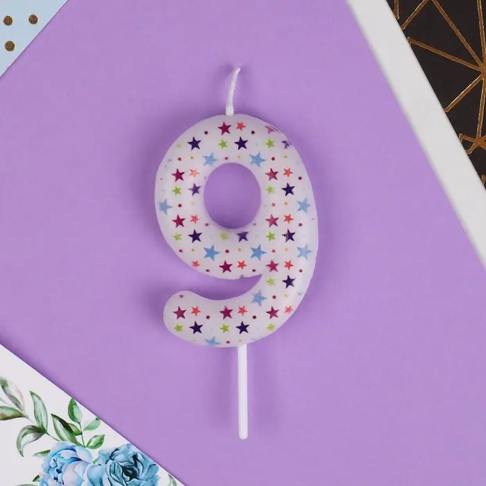 Свеча для торта, цифра «9», 5,5 х 8 см. Свеча для торта, цифра «9», 5,5 х 8 см.