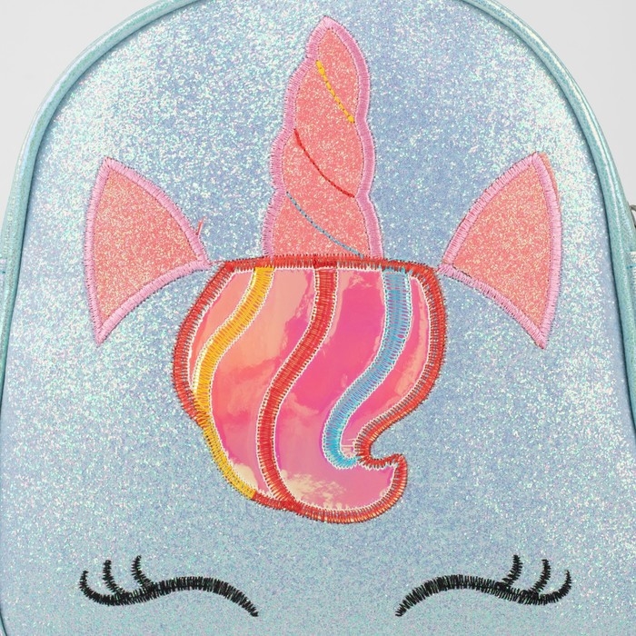 Рюкзак детский для девочки с блестками «Единорог», цвет голубой