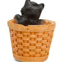 Декоративное кашпо для цветов &laquo;Котёнок в круглой корзине&raquo;, 18&times;16.5&times;20.5 см, полистоун