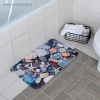Коврик для ванной и туалета Доляна &laquo;Ракушки на камушках&raquo;, 45&times;75 см