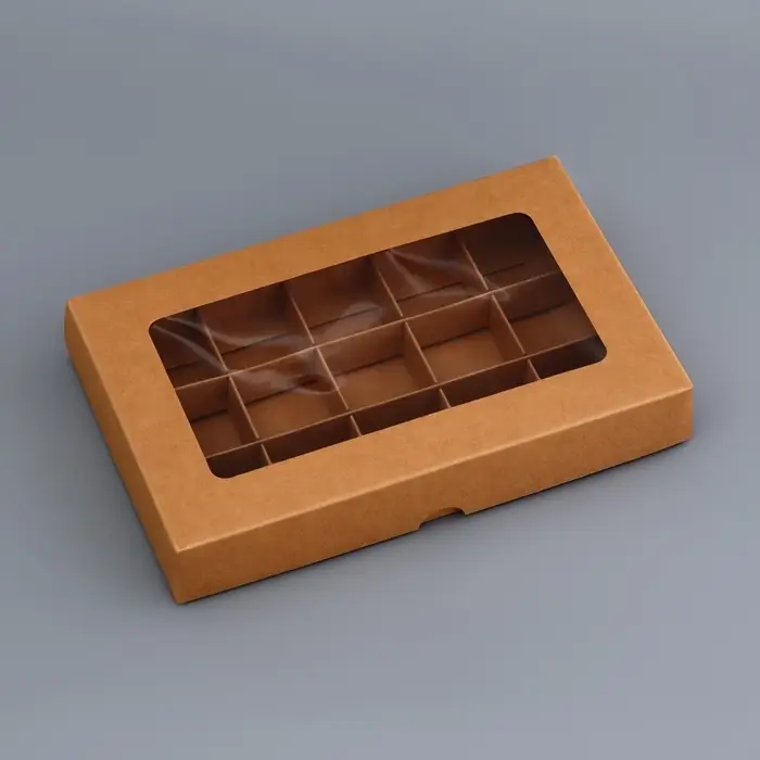 Коробка для 15 конфет, крафт, 13.7×22×3.5 см Коробка для 15 конфет, крафт, 13.7×22×3.5 см