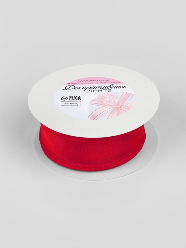 Лента капроновая «Волна», с блеском, 40 мм, 10 ± 1 м, цвет красный №2