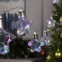 Гирлянда &laquo;Нить&raquo; 3 м с насадками &laquo;Лампочки звёздочки&raquo;, IP20, прозрачная нить, 80 LED, свечение мульти, 8 режимов, 220 В