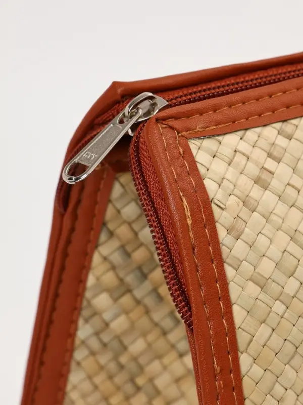 Сумка плетёная на молнии из пандана, 41&times;16&times;50 см, светло-коричневая