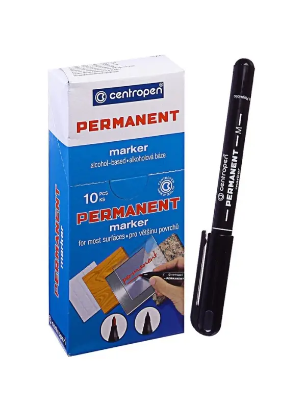 Маркер перманентный Centropen 2846, чёрный, узел 2.0 мм, линия 1 мм